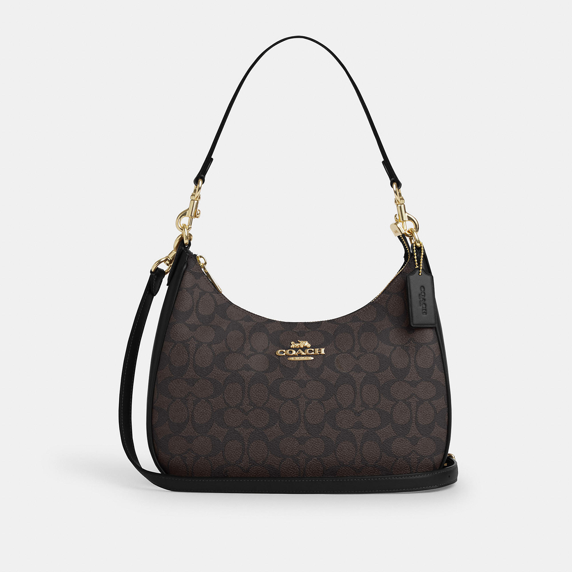 Nwt Coach Teri Hobo Bag In Signature Canvas- Walnut